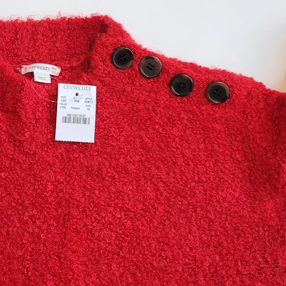 NWT Crewcuts Red Fuzzy Crew Neck Knit Sweater, Size 16(Girl) - Picture 3 of 12